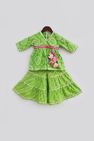 green printed sharara set for girls
