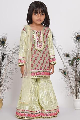 green printed sharara set for girls