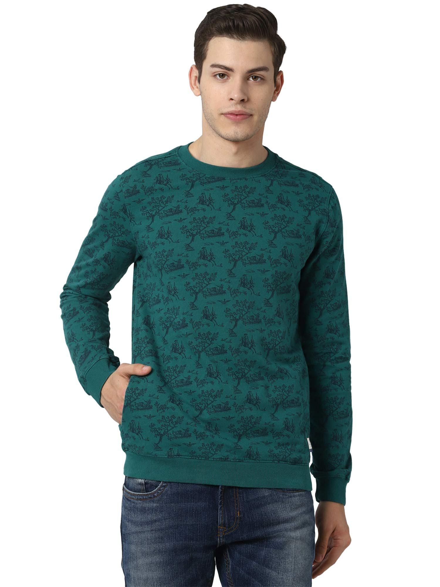 green printed sweatshirt