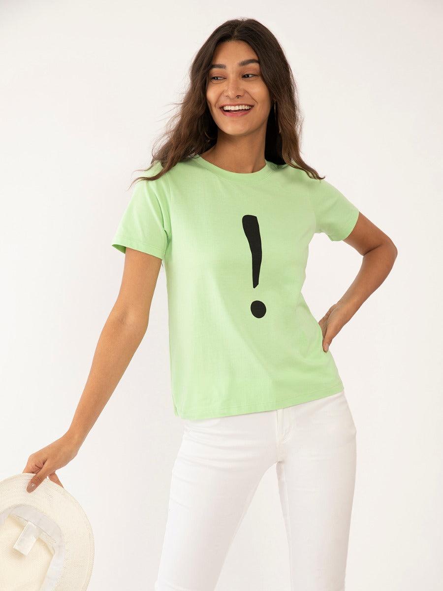 green printed t-shirt for women