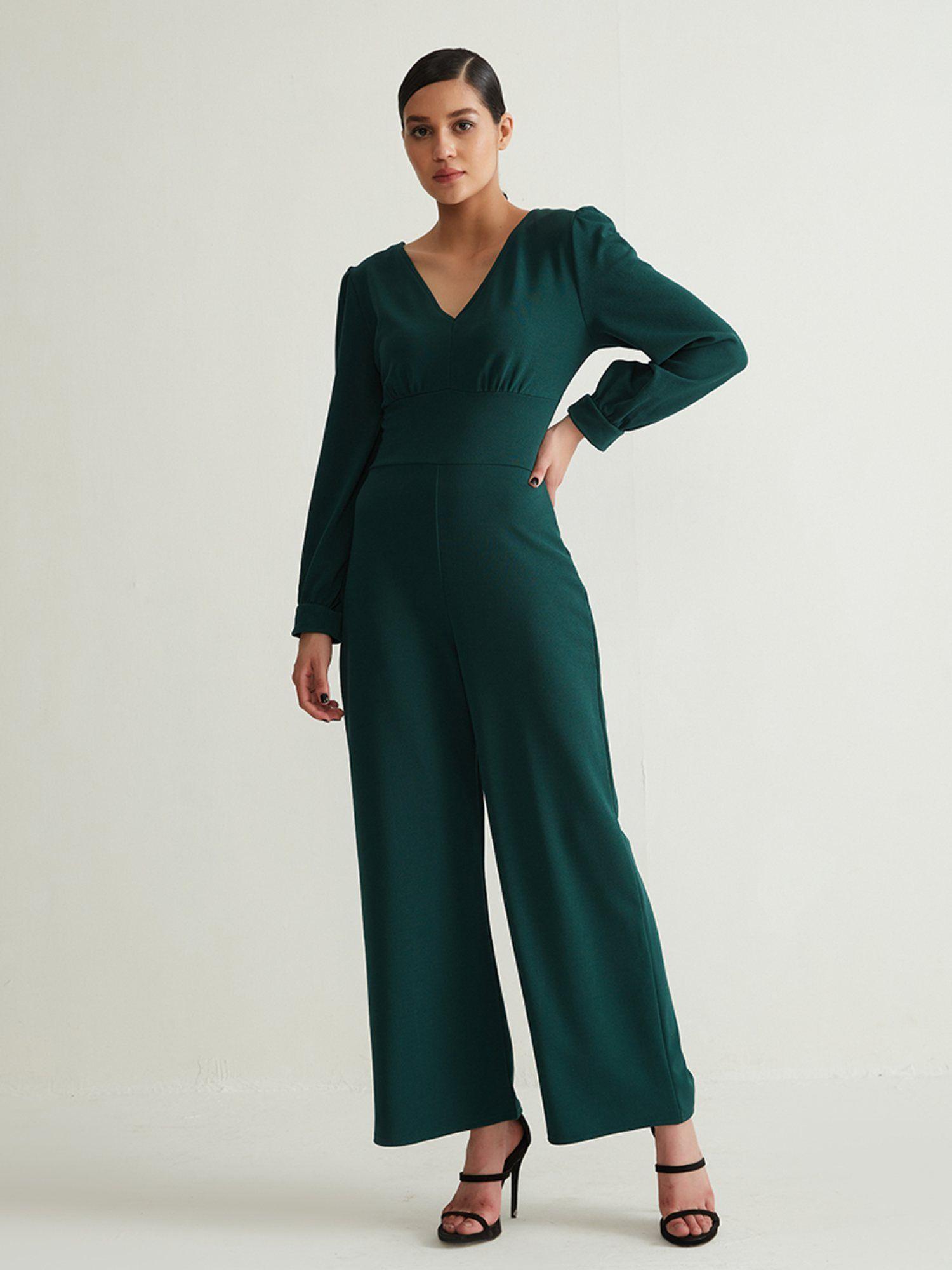 green puff jumpsuit