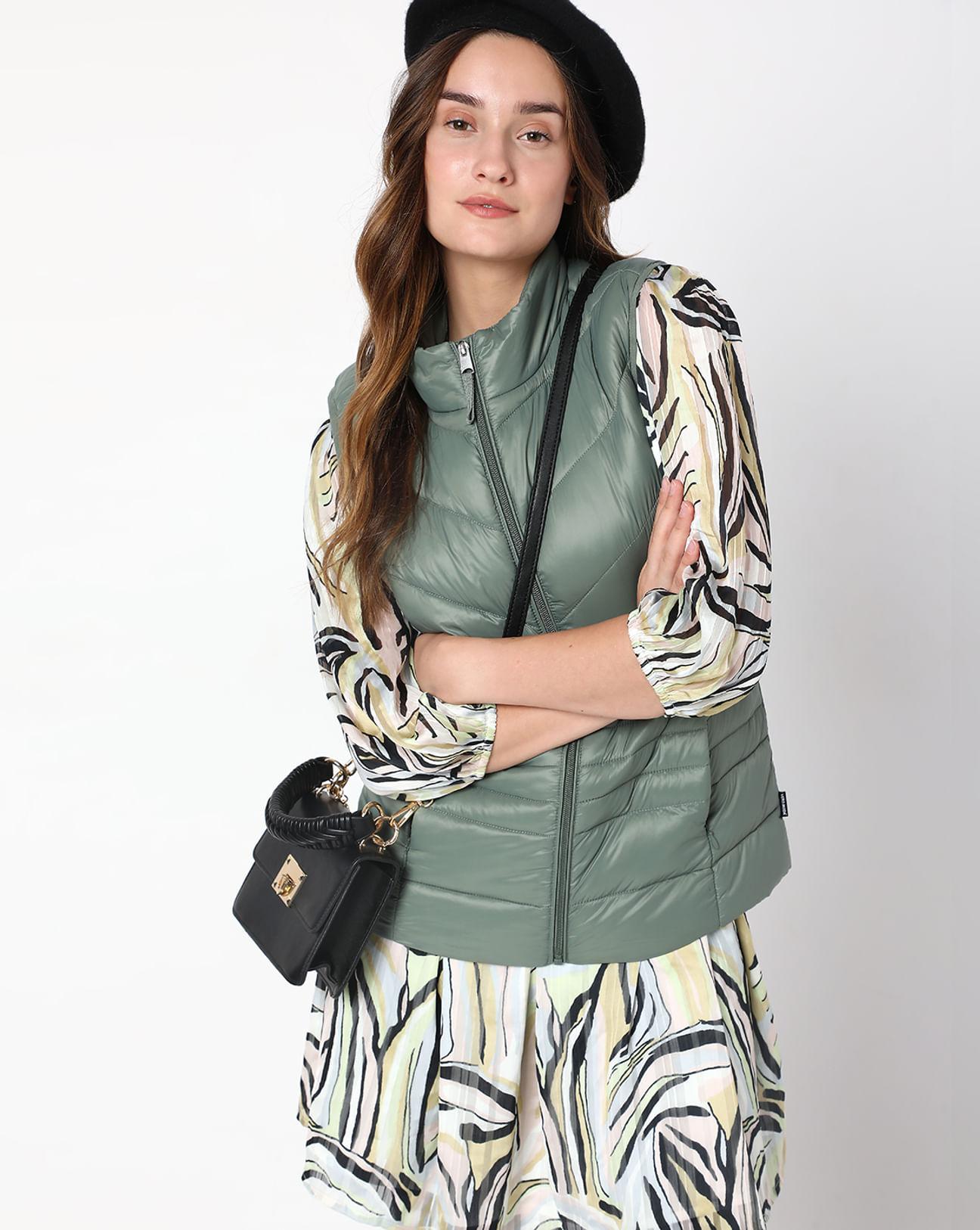 green puffer waistcoat