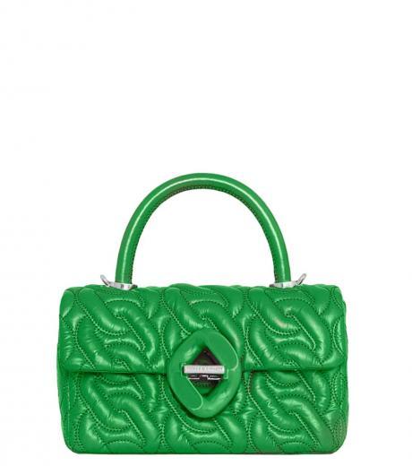 green quilt mini satchel