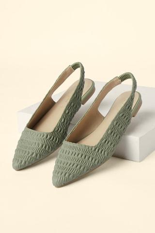 green quilted casual women flat shoes