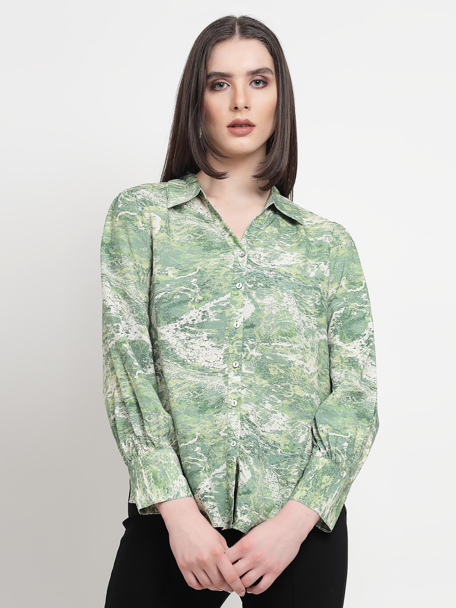 green rayon tunic