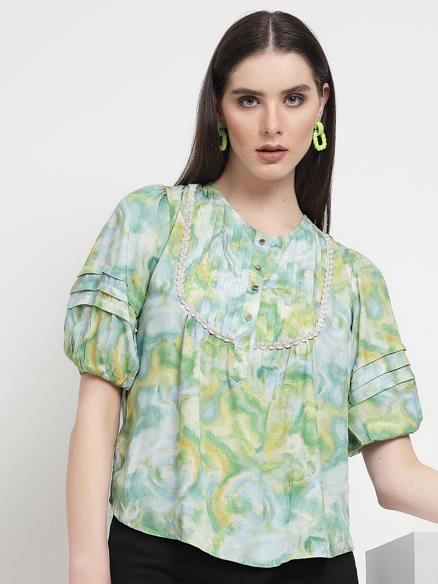 green rayon tunic