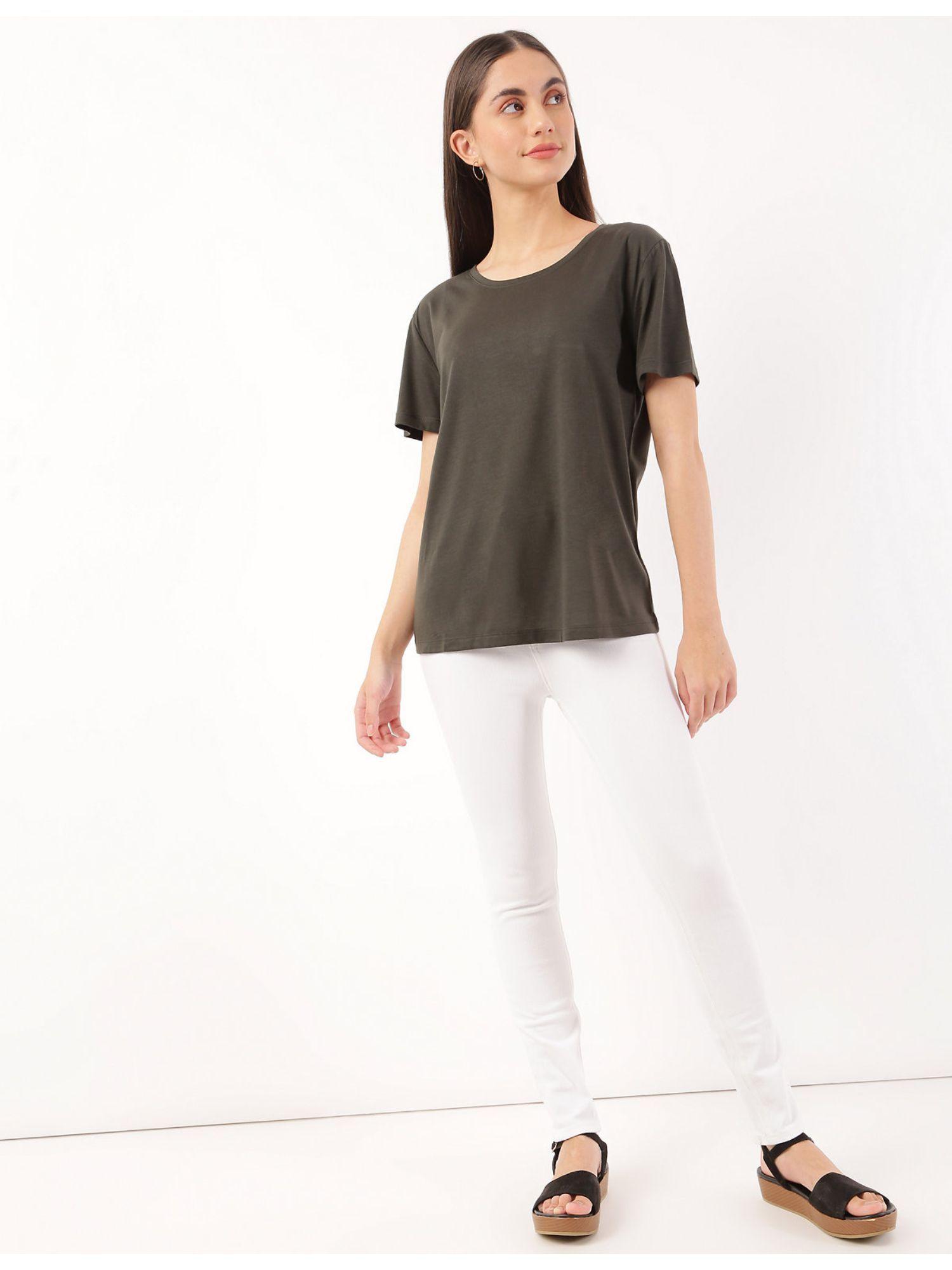 green relaxed fit crew neck tee