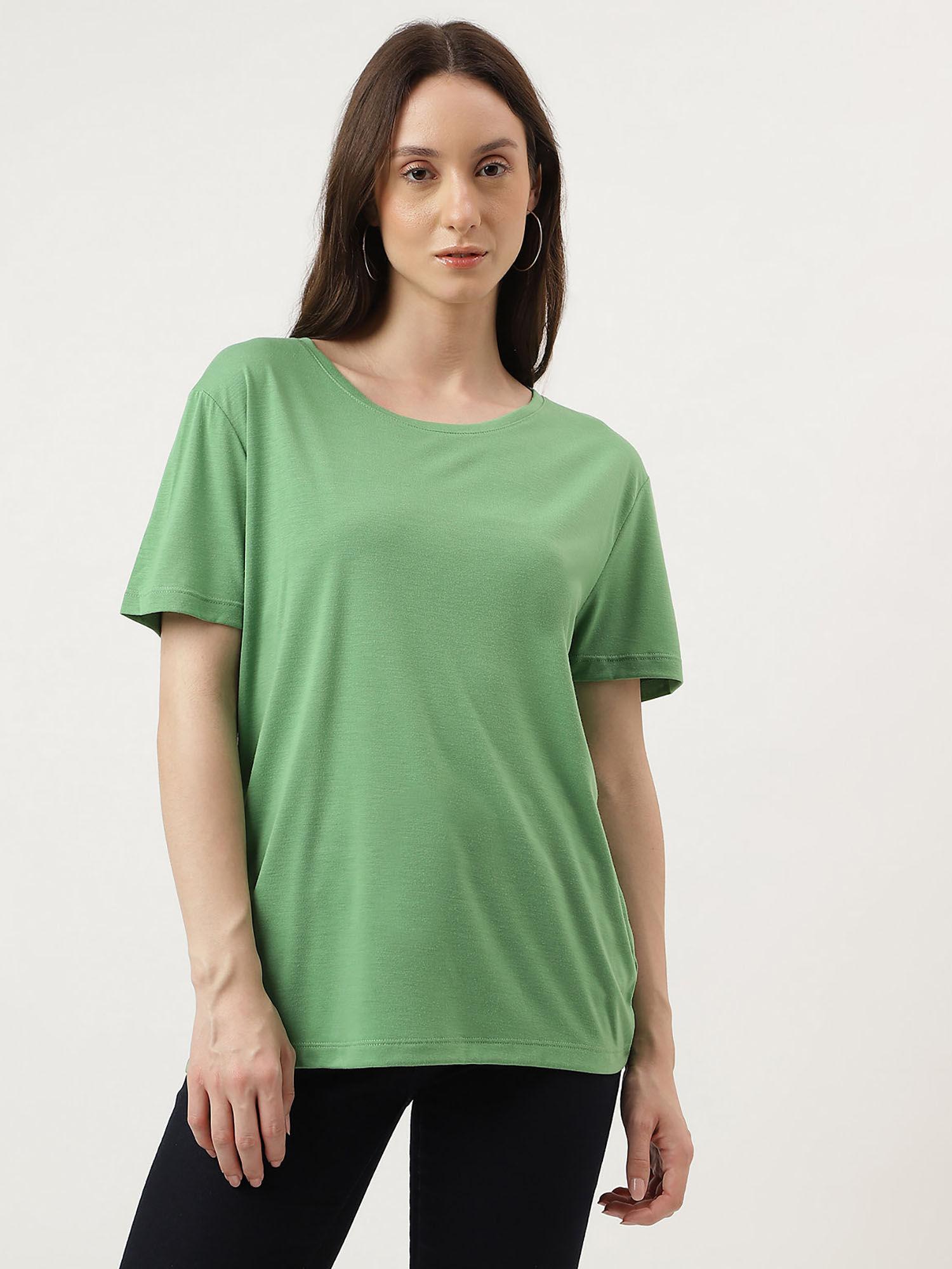 green relaxed fit round neck t-shirt