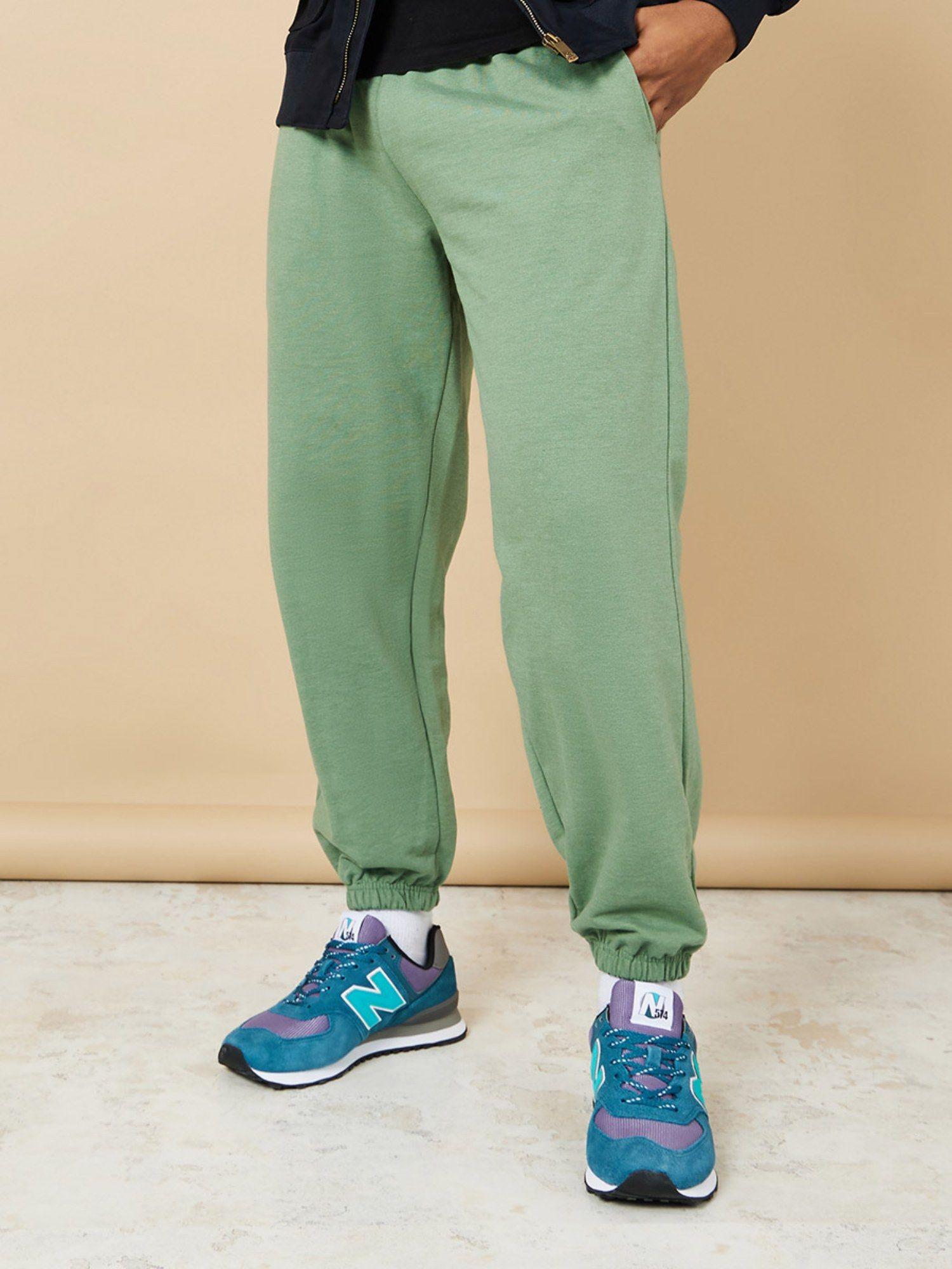 green relaxed fit terry jogger with elasticated hem