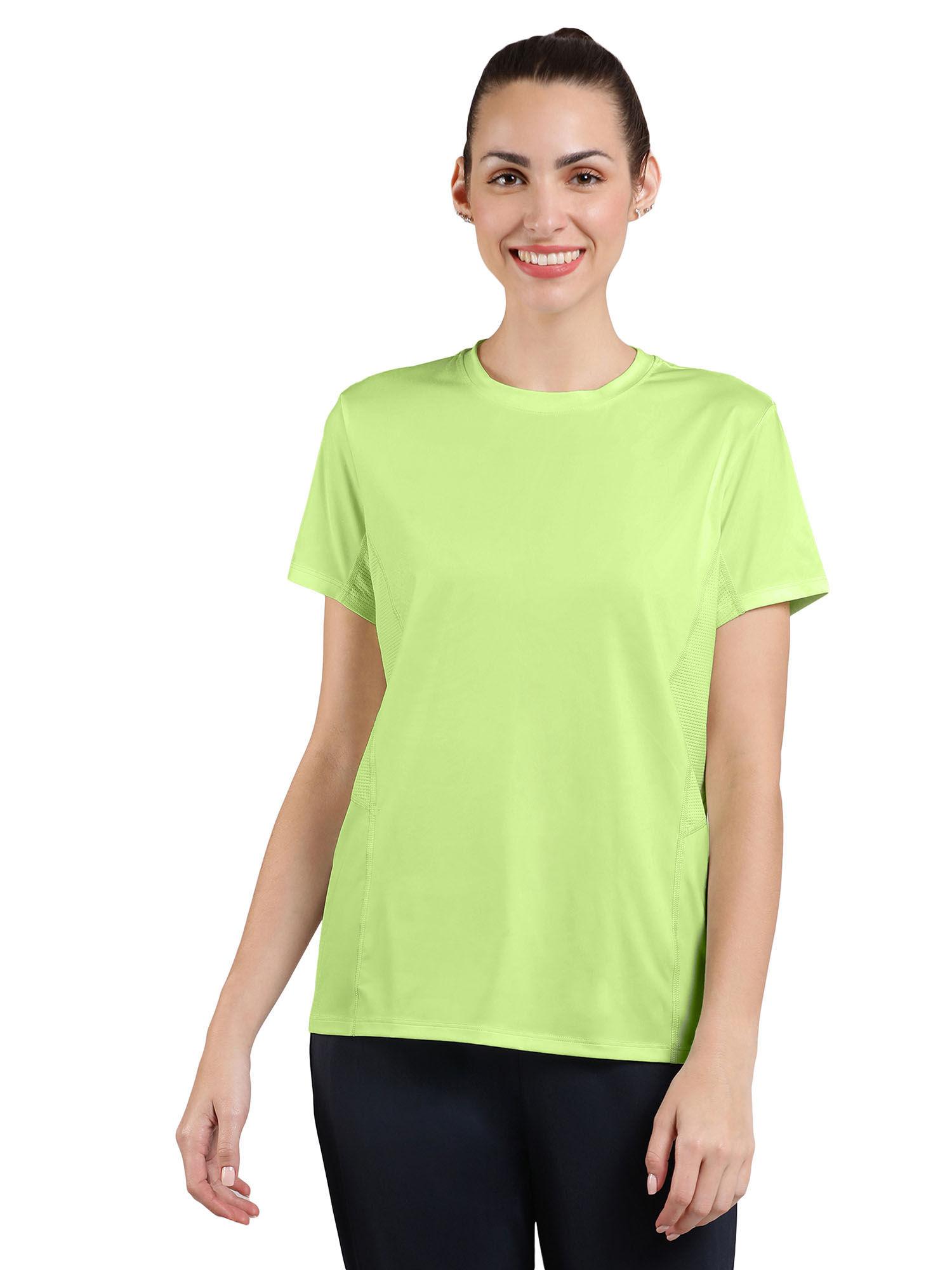 green round neck half sleeves flaunt workout t-shirt