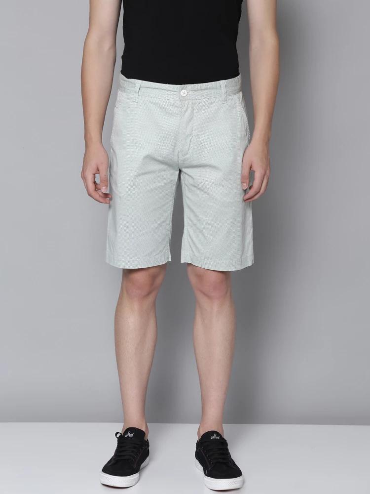 green self-design regular fit shorts