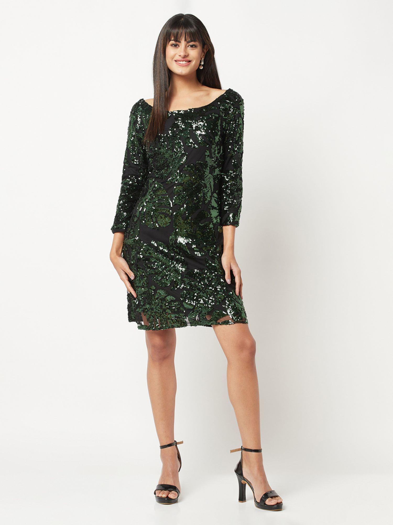 green sequin party dress