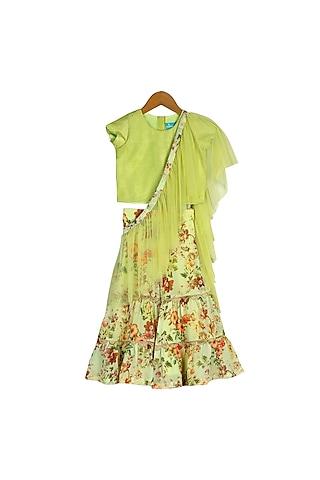 green sharara set with attached dupatta for girls