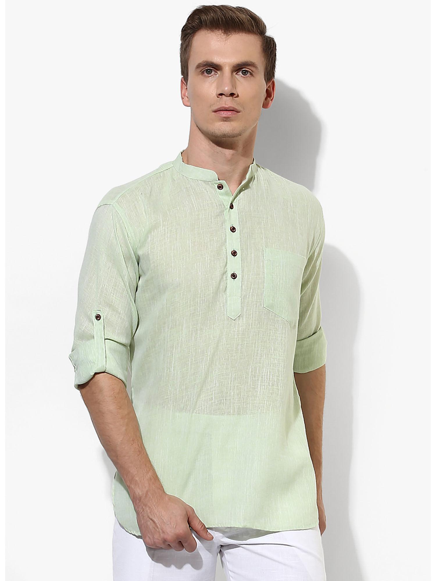 green short shirt style kurta