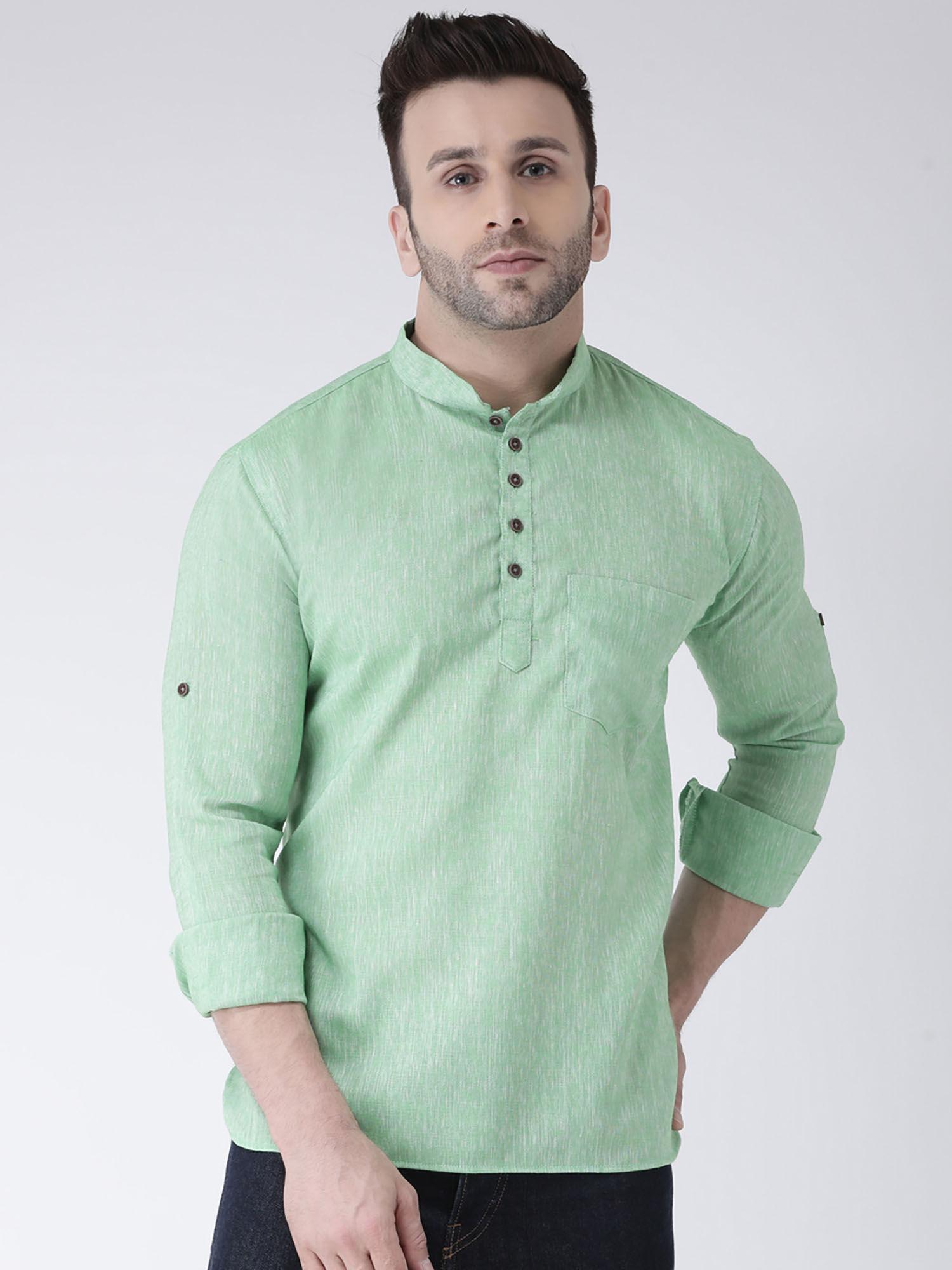 green short shirt style kurta