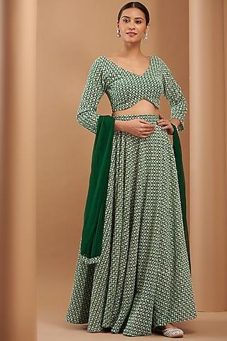 green silk lehenga set