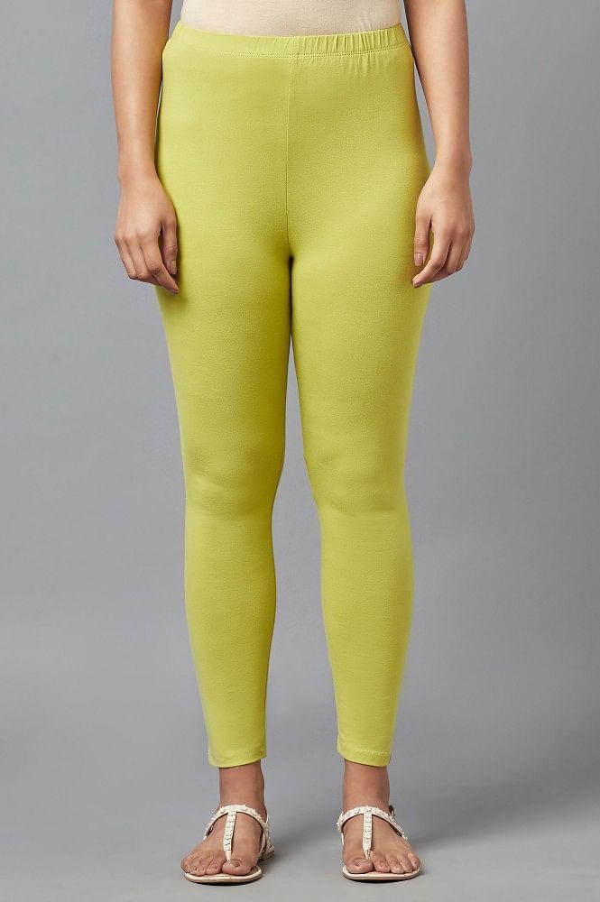 green skin fit cotton lycra tights