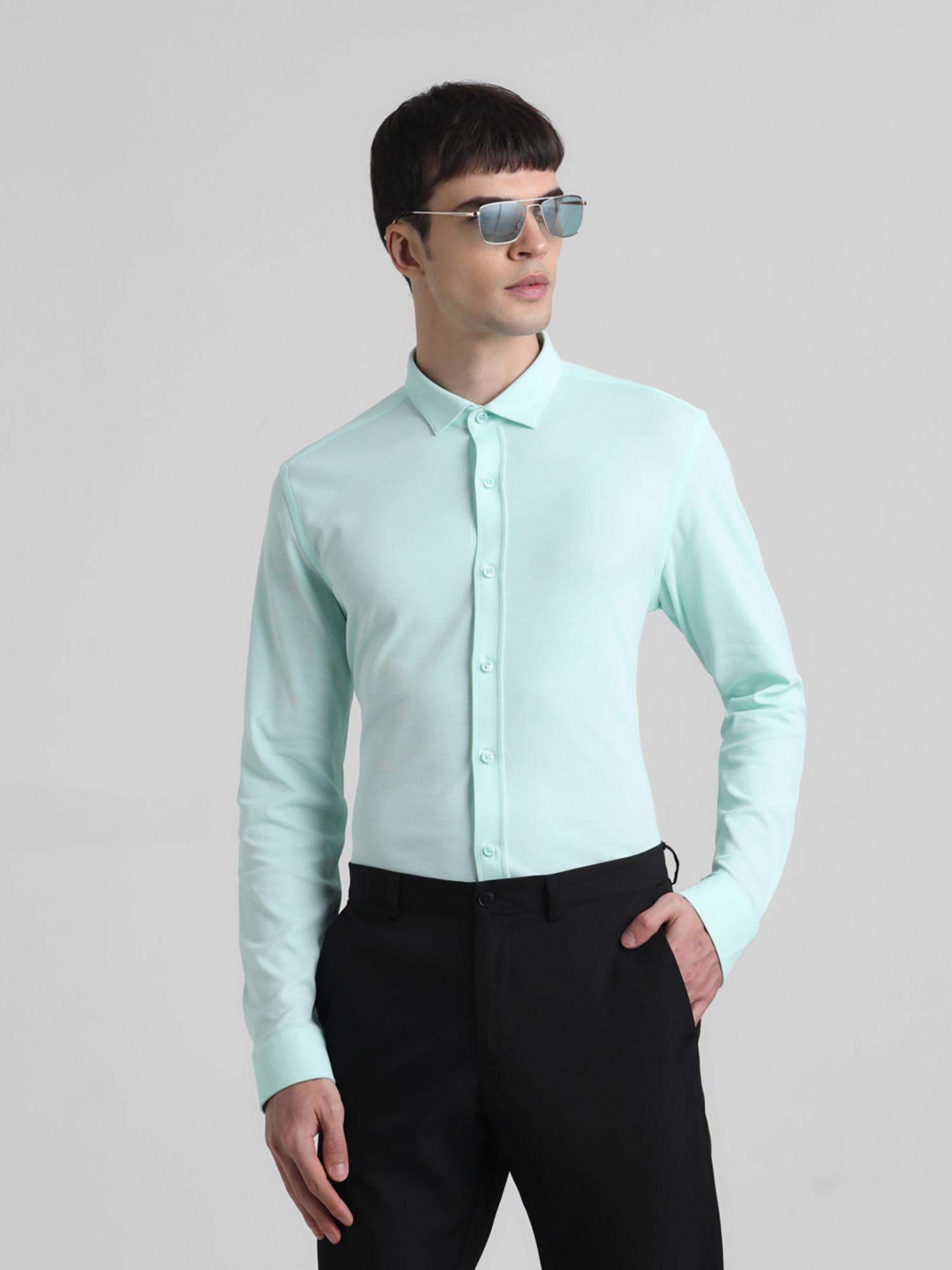 green slim fit casual shirt