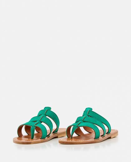 green slip on sandals