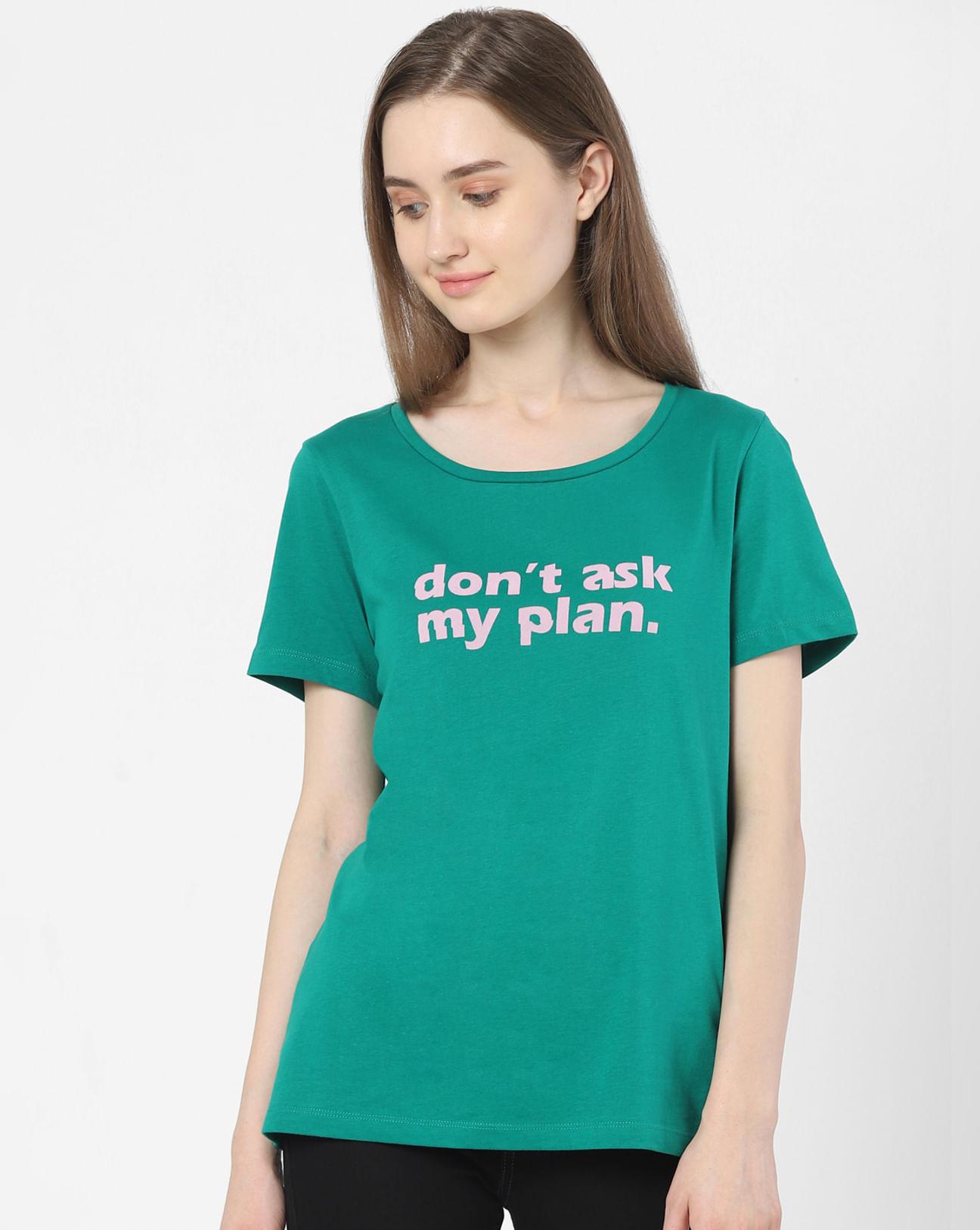 green slogan print t-shirt