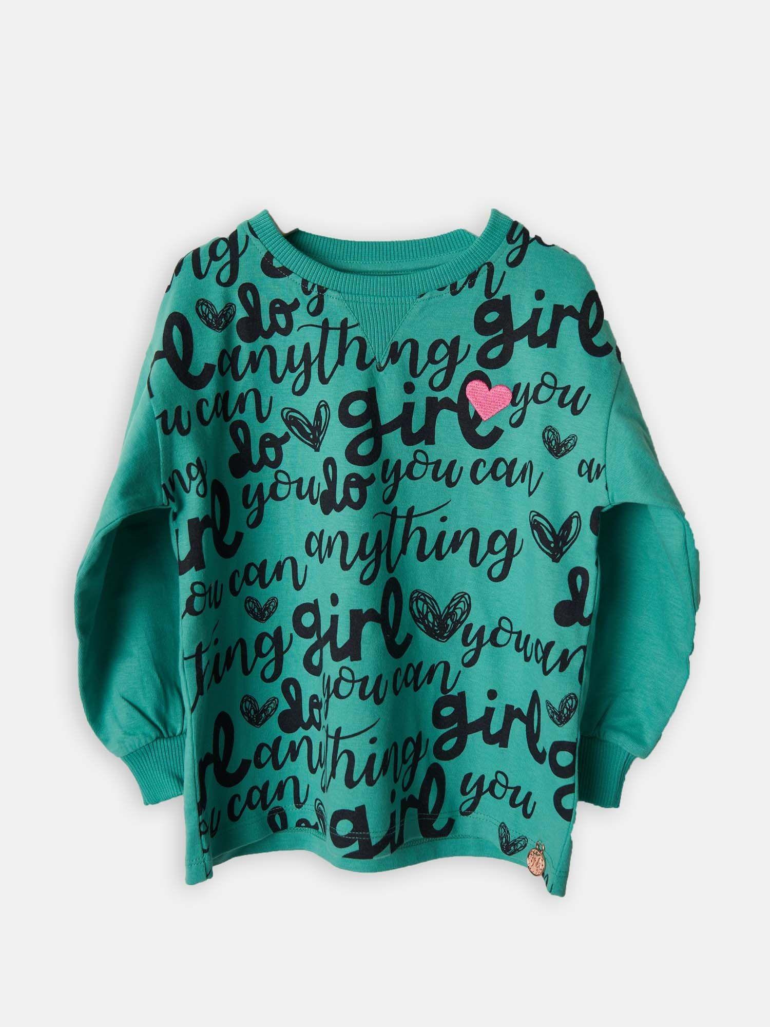 green slogan sweatshirt