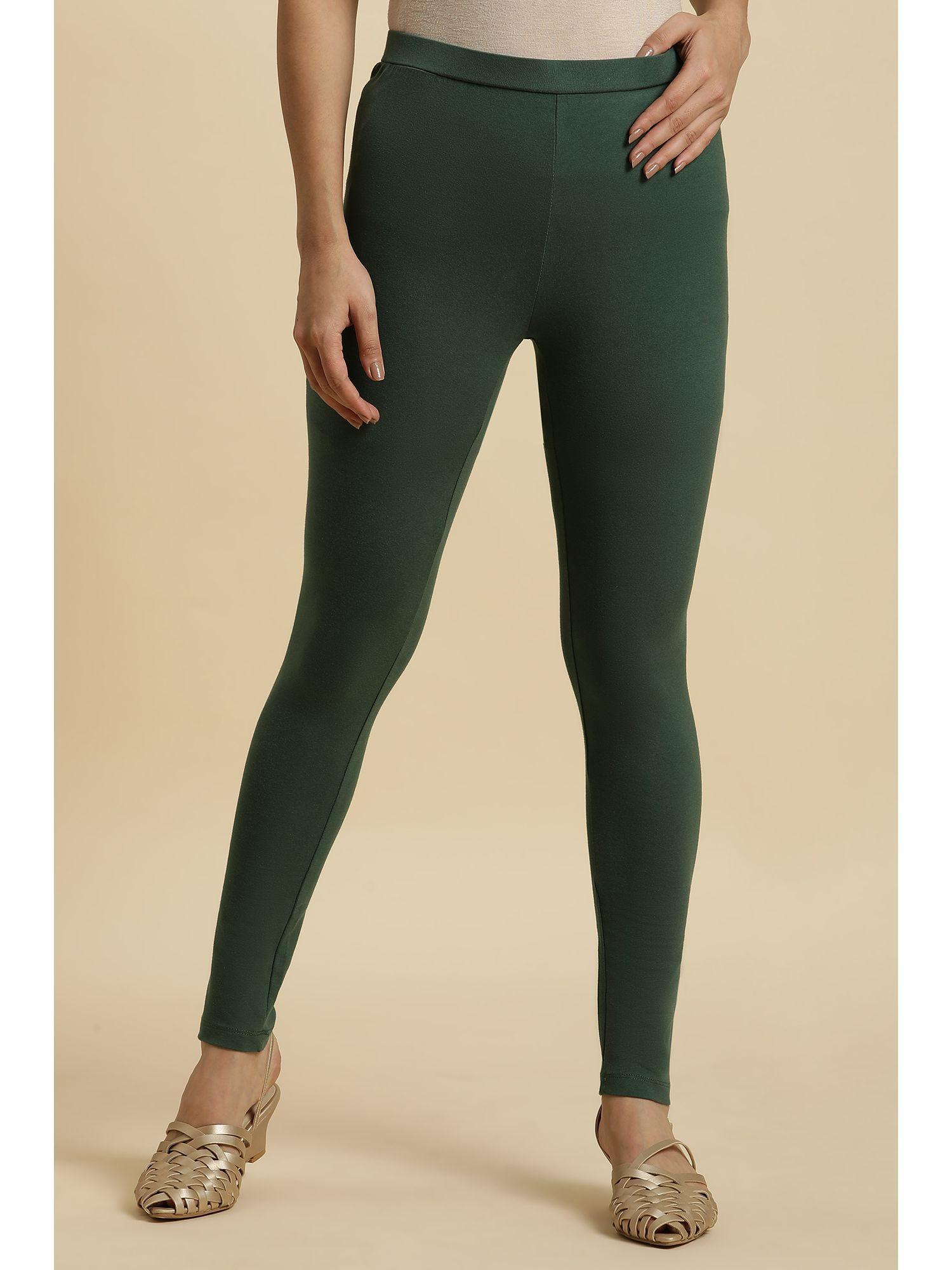 green solid/plain tights