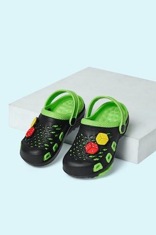 green solid casual boys clog shoes