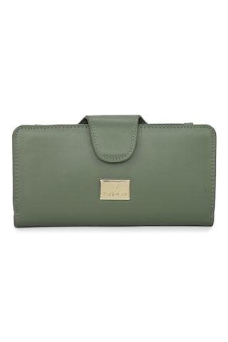 green solid casual pv women wallet