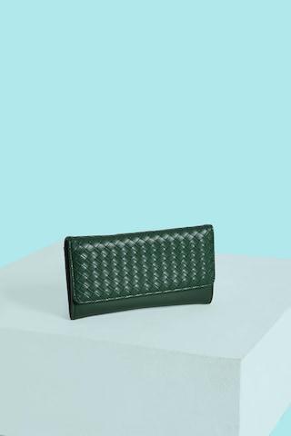 green solid casual semi pu women wallet