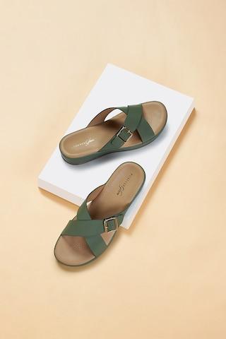 green solid casual women comfort sandals