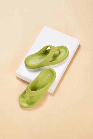 green solid casual women pool slide