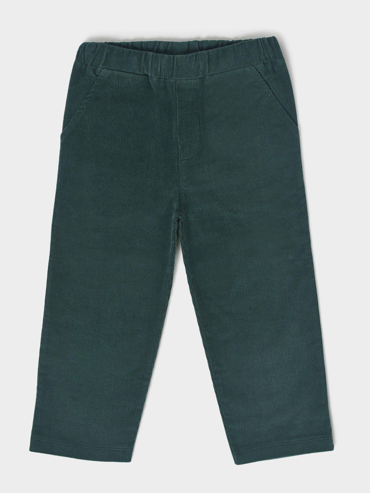 green solid corduroy trouser for boys