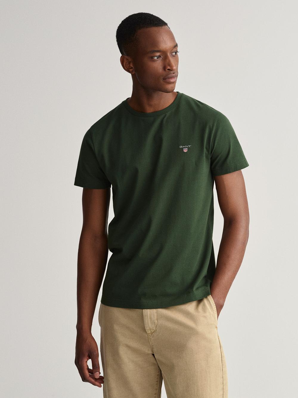 green solid crew neck tshirt