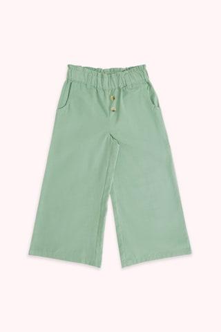 green solid full length mid rise casual girls regular fit trousers
