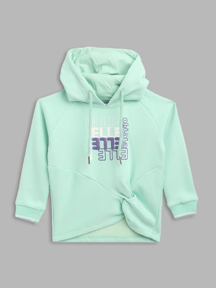 green solid hooded sweatshirt