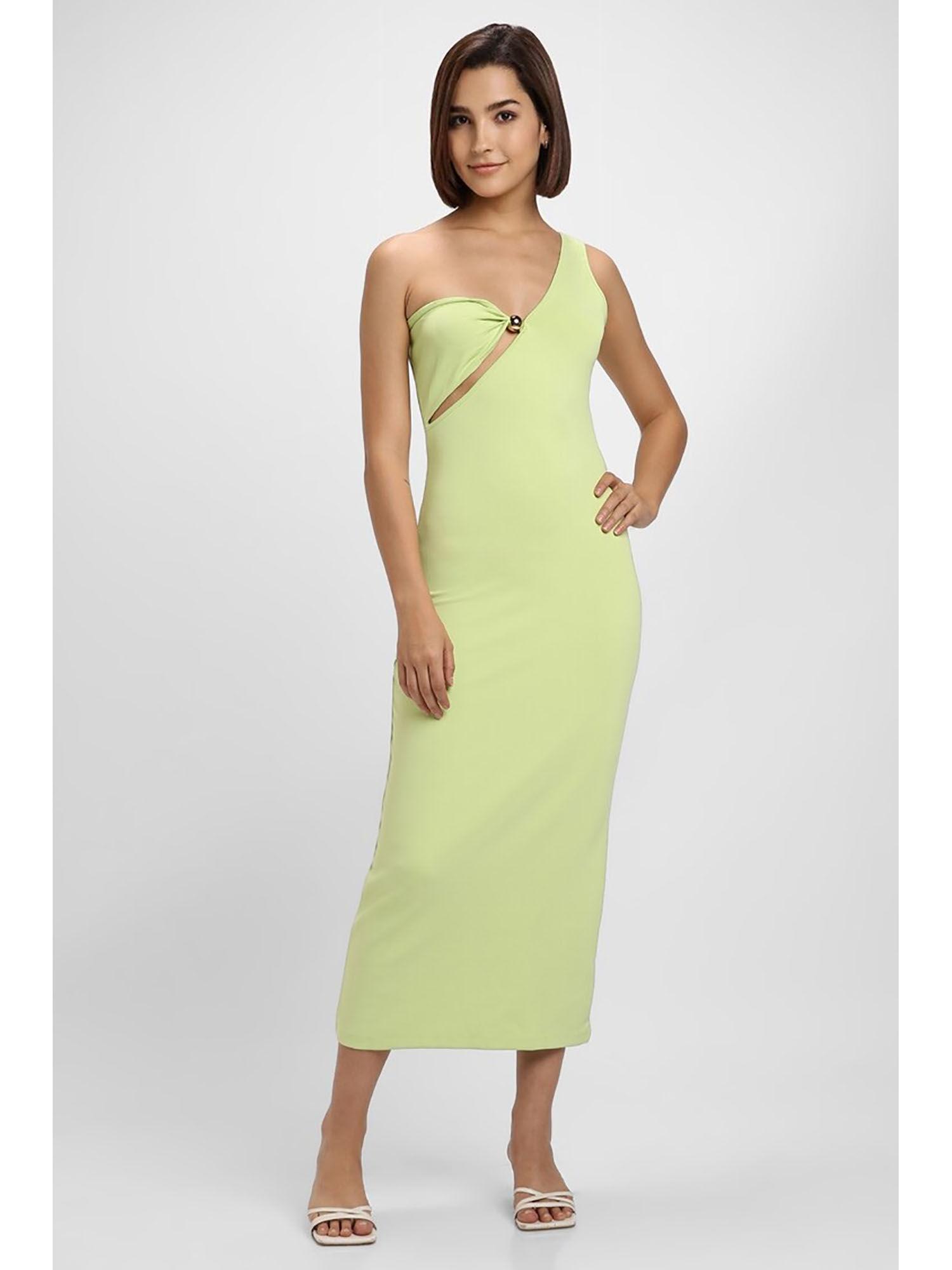 green solid maxi dress