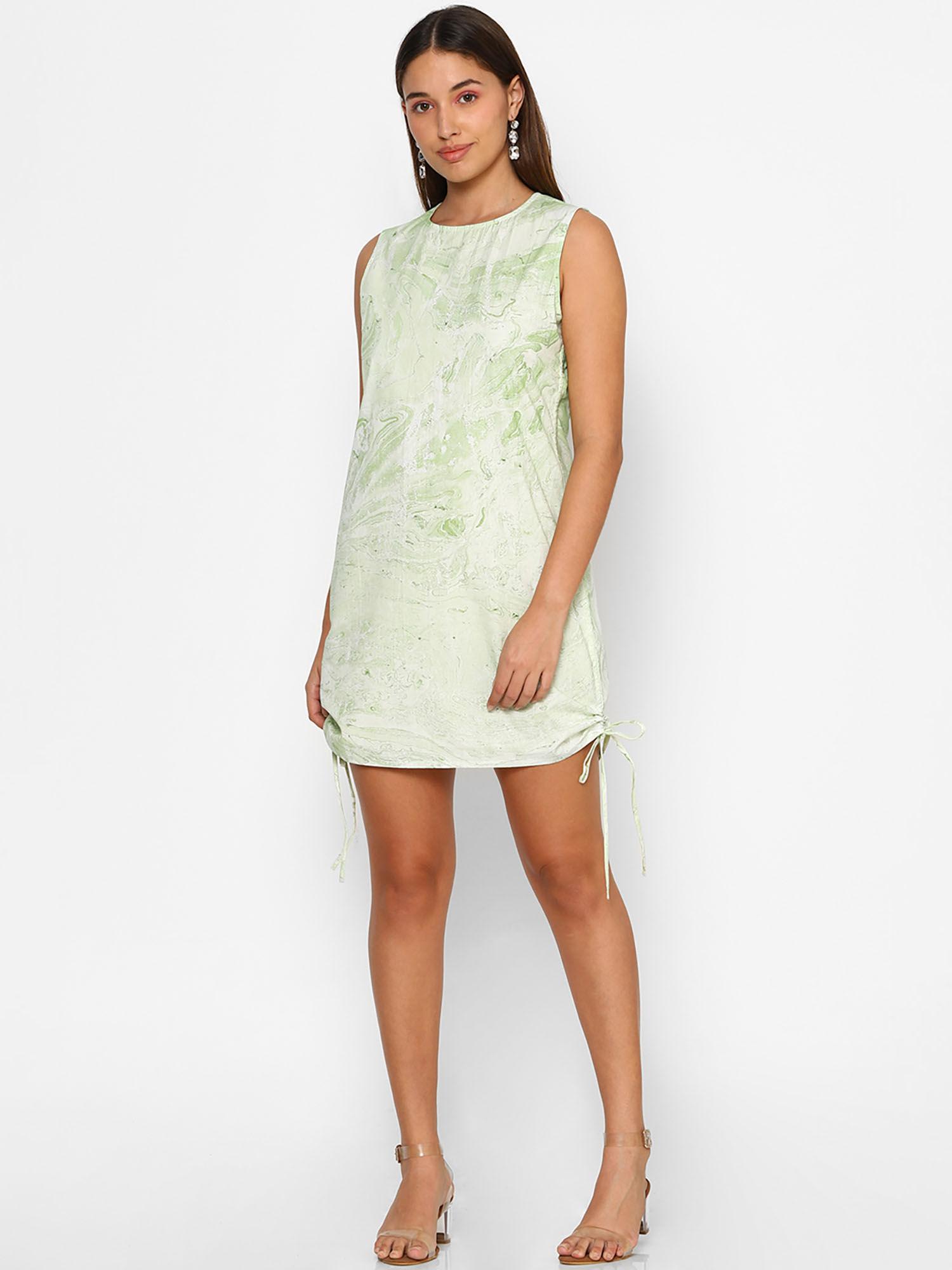 green solid mini shift dress