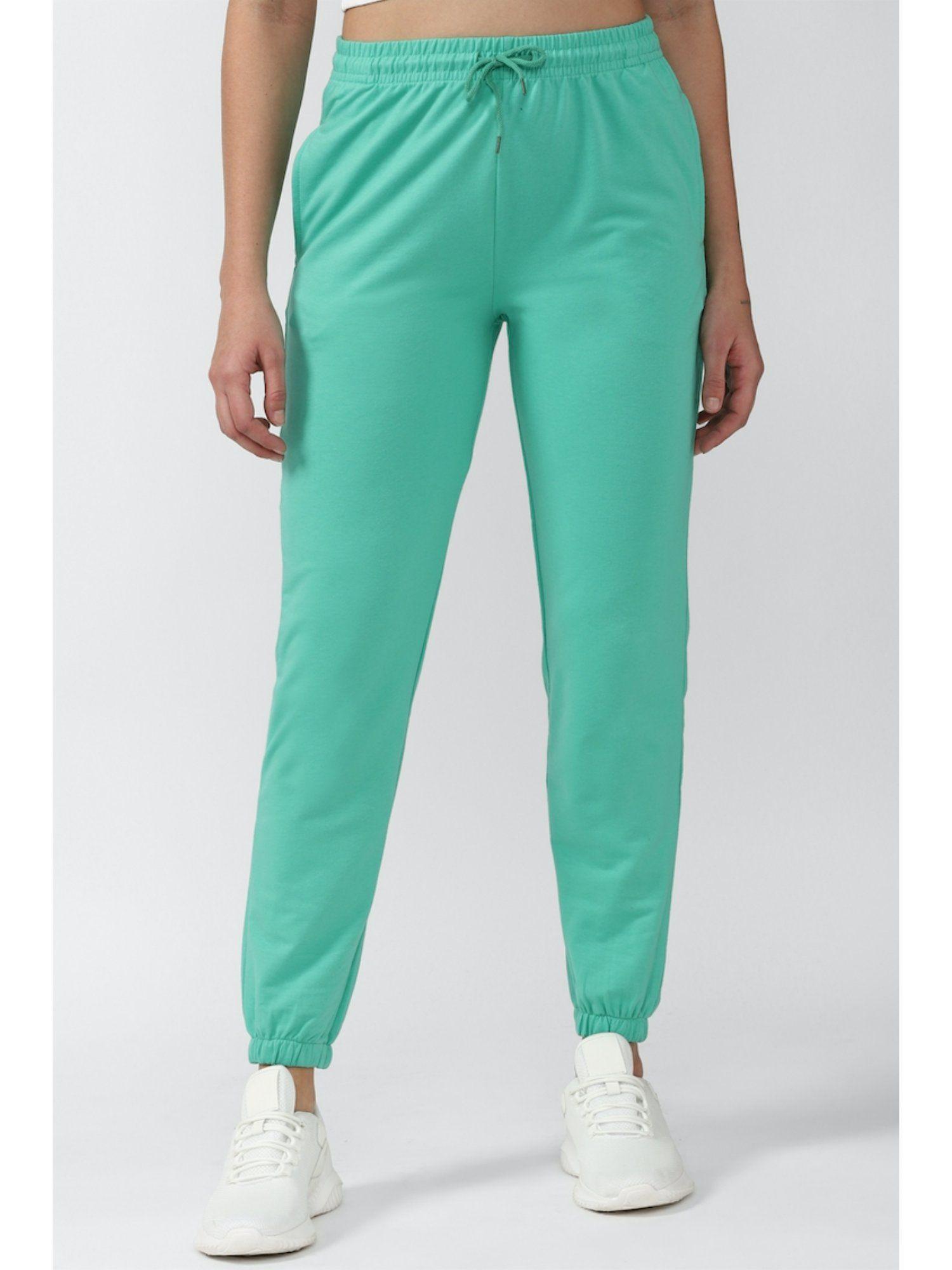 green solid pants