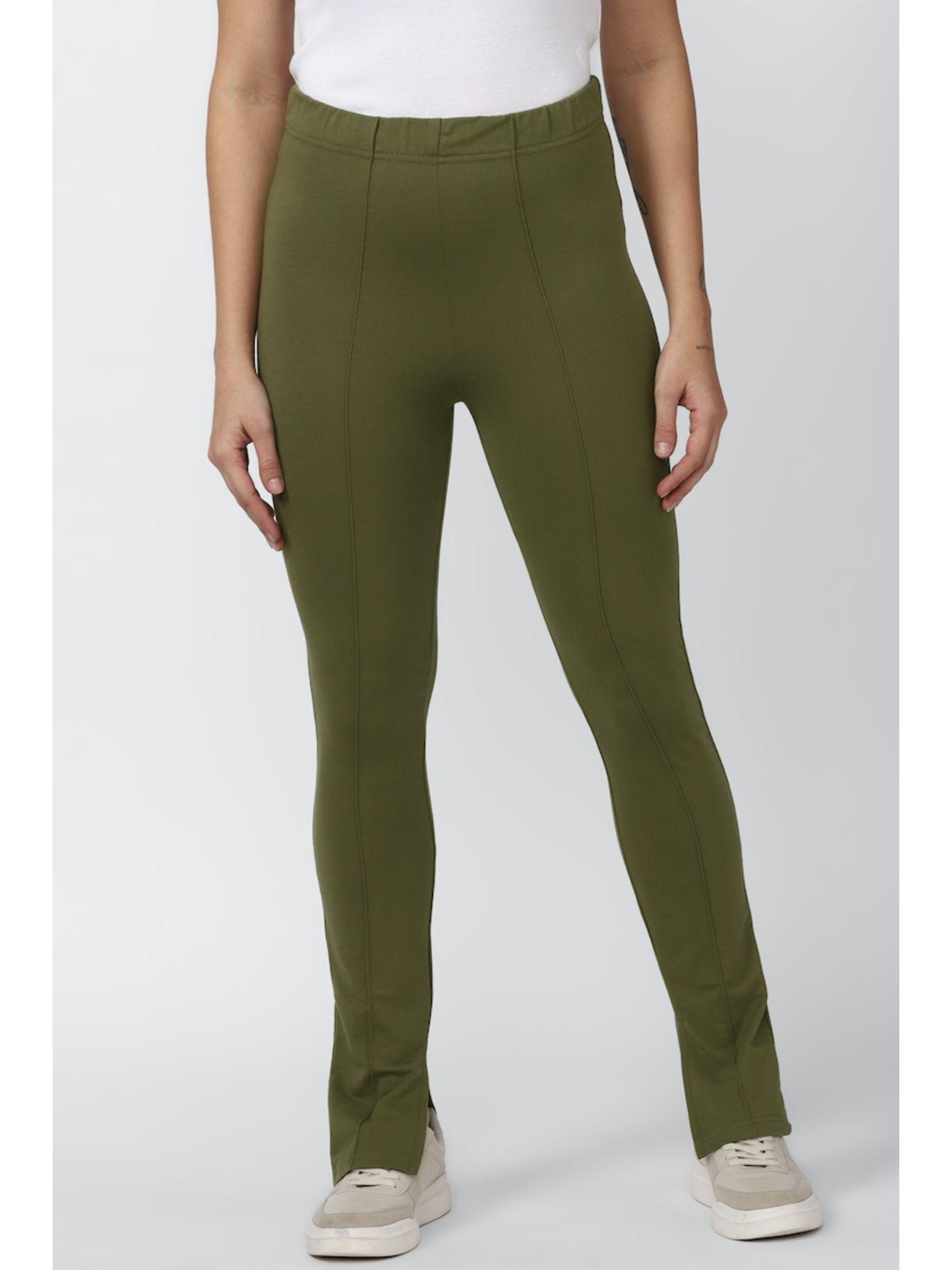 green solid pants