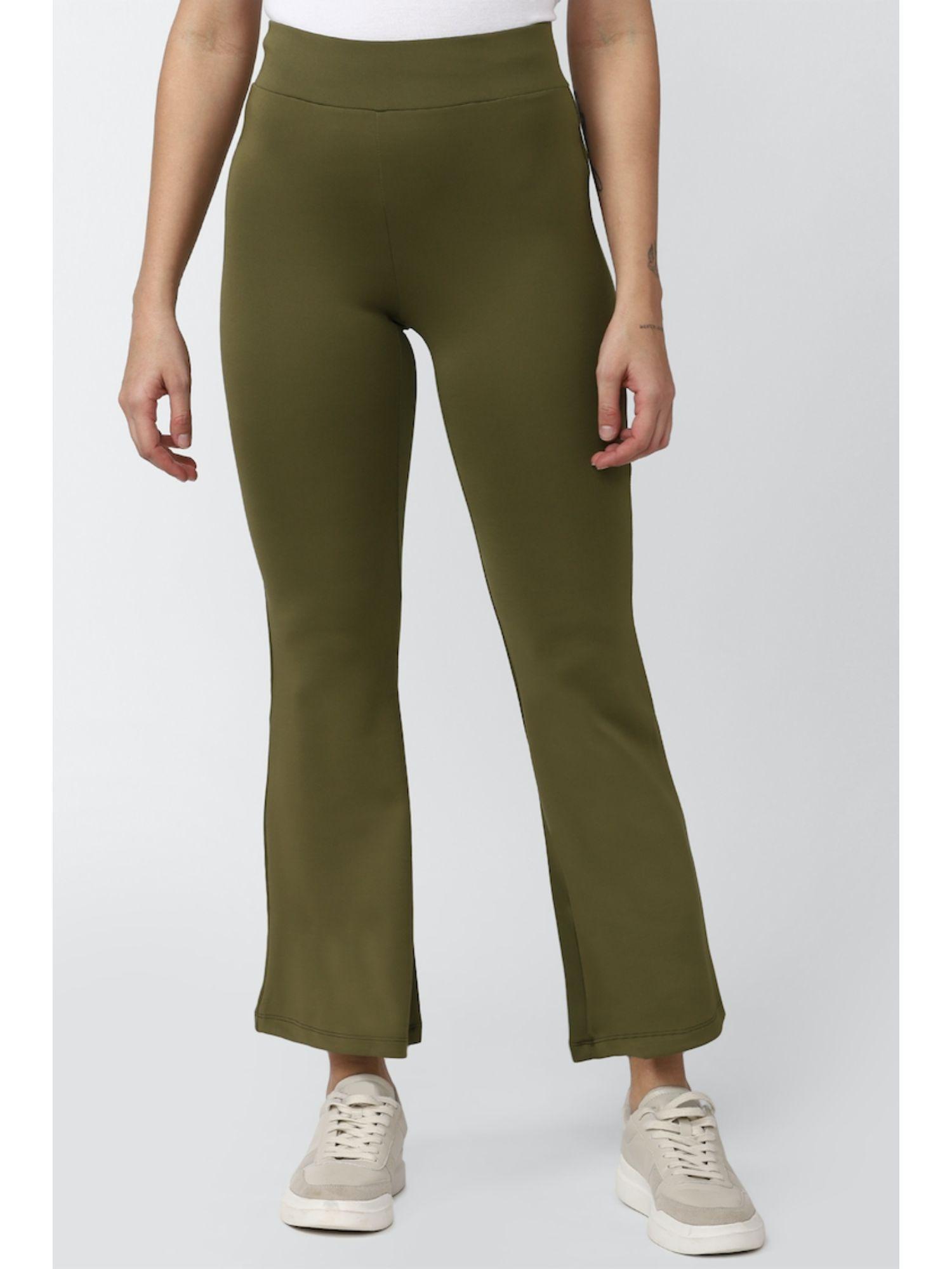 green solid pants