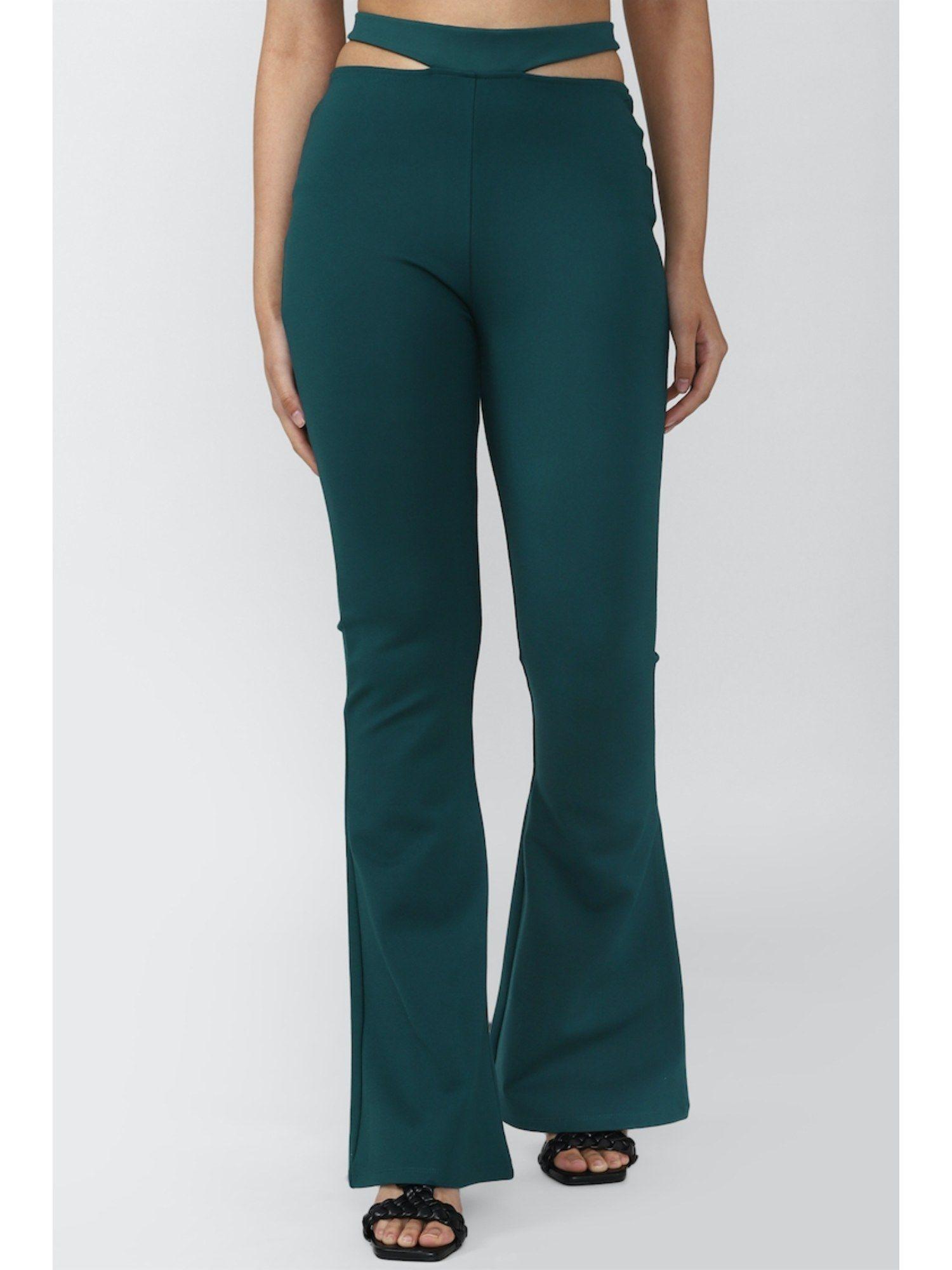 green solid pants