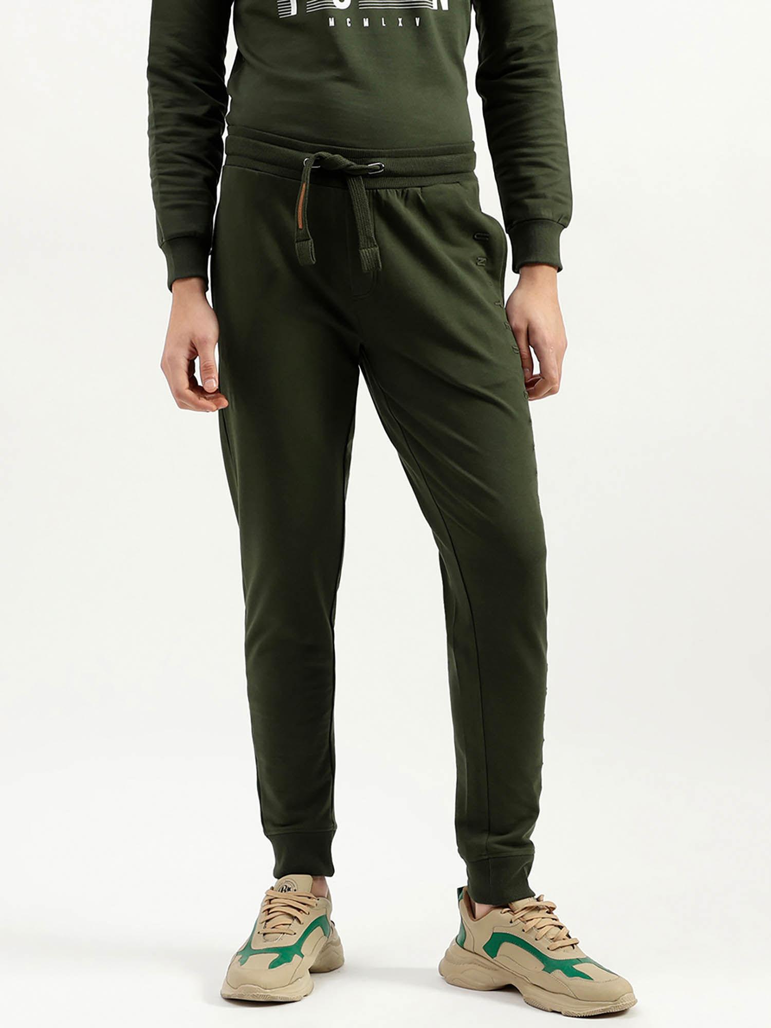 green solid pattern trackpant