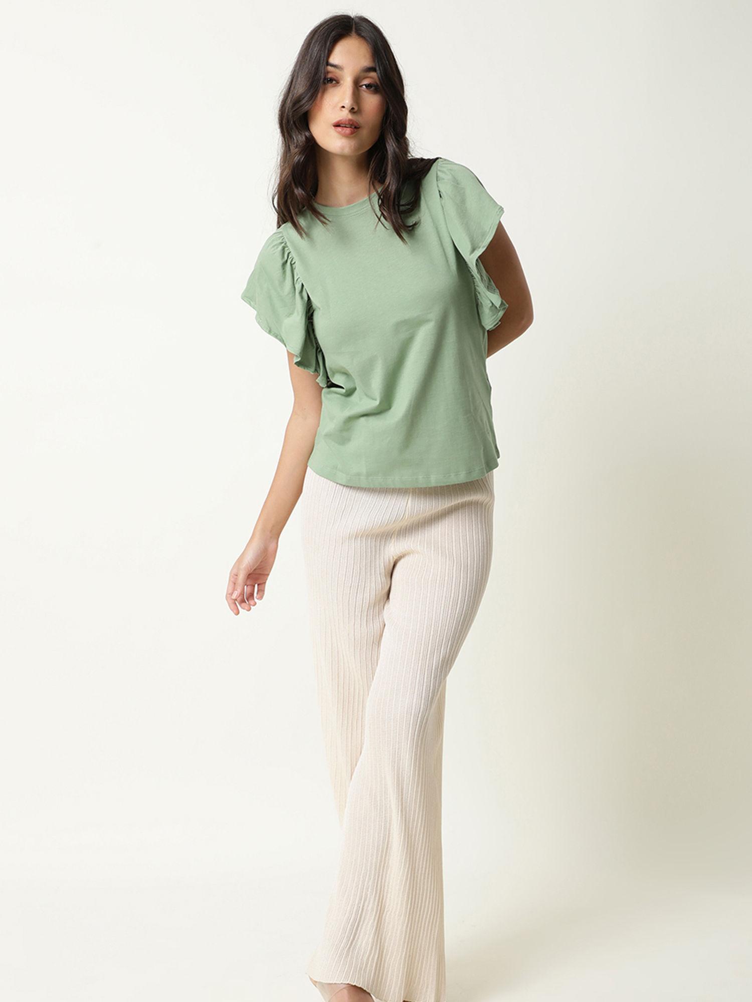 green solid plain top