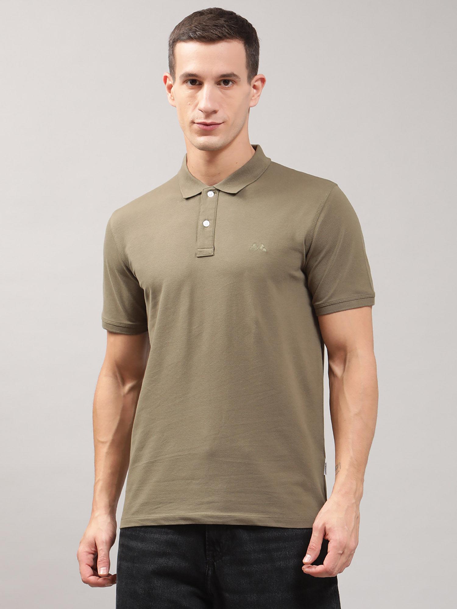 green solid polo collar t-shirt