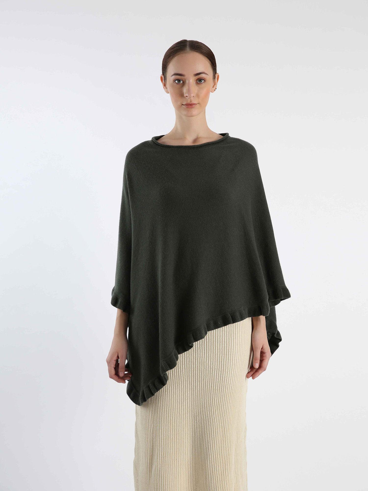 green solid poncho