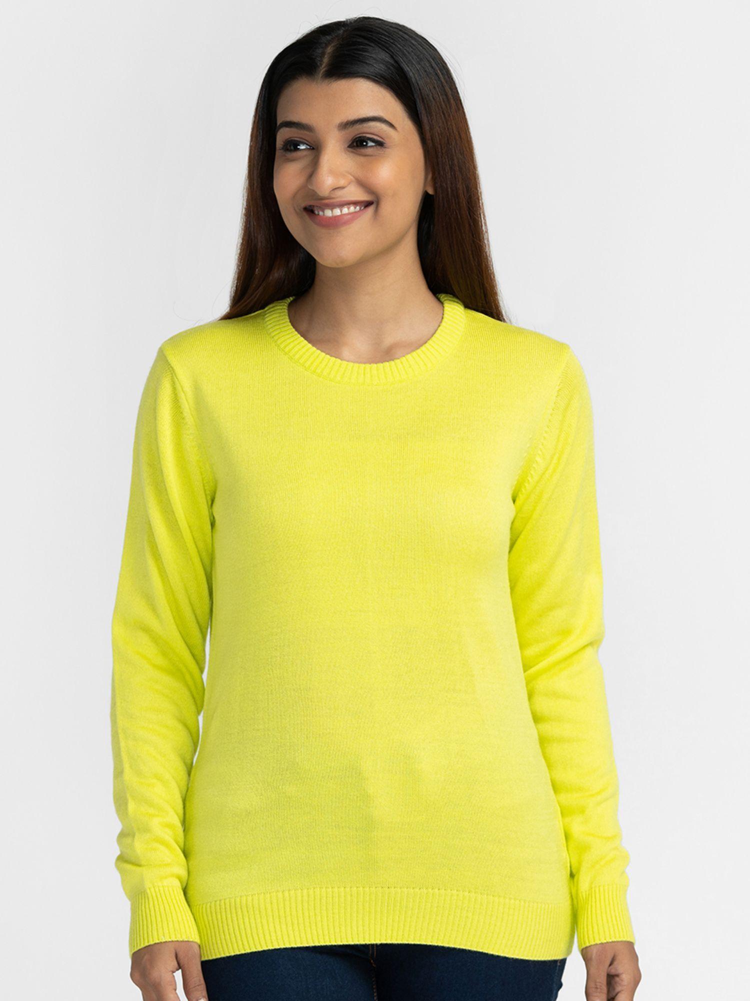 green solid pullover sweater