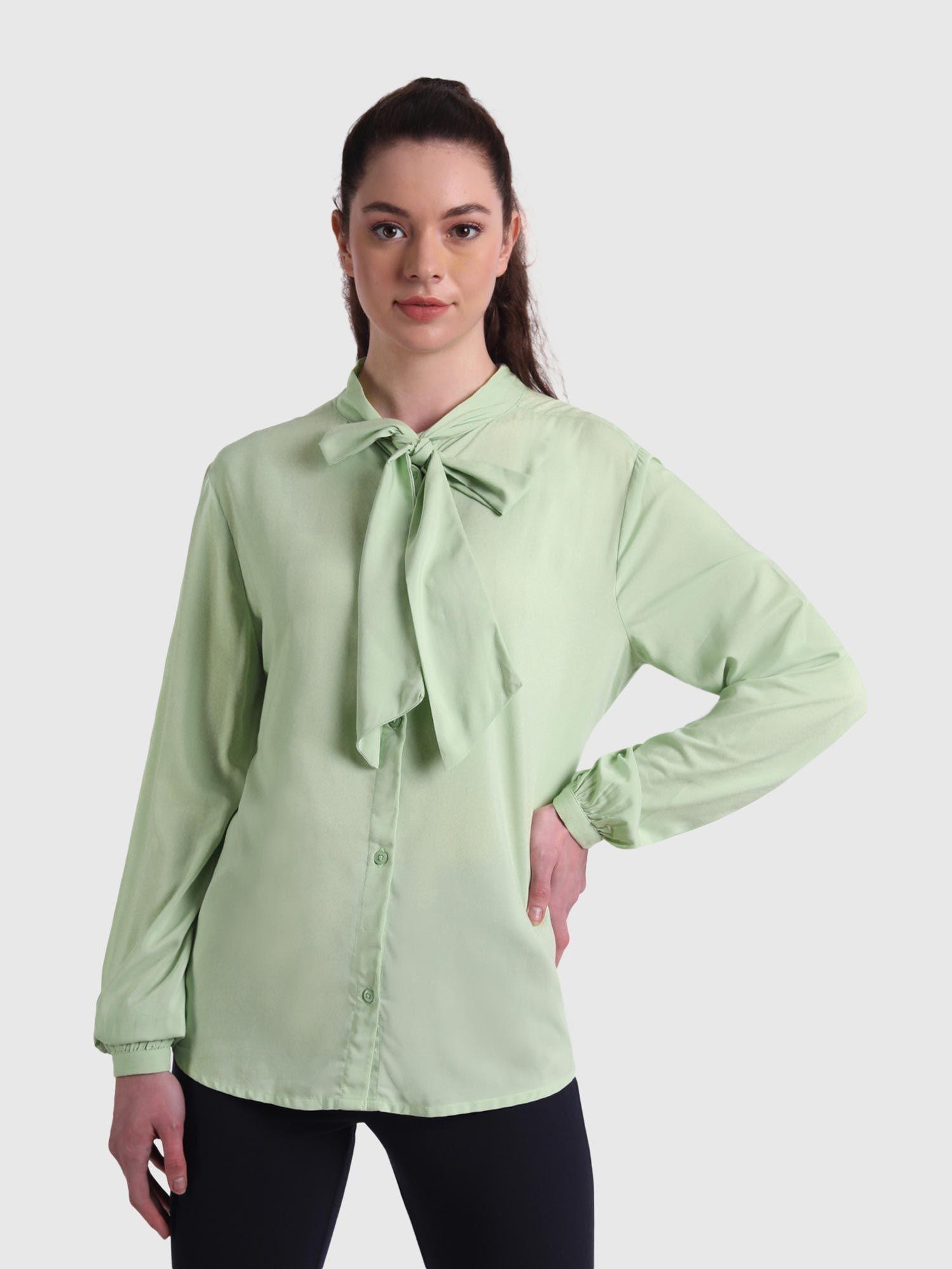 green solid shirt