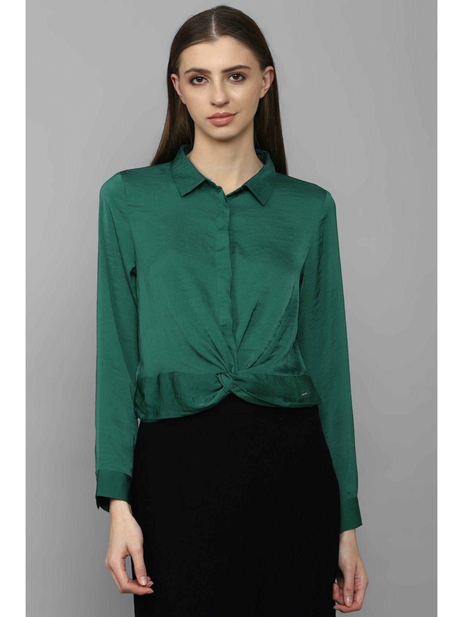 green solid shirt