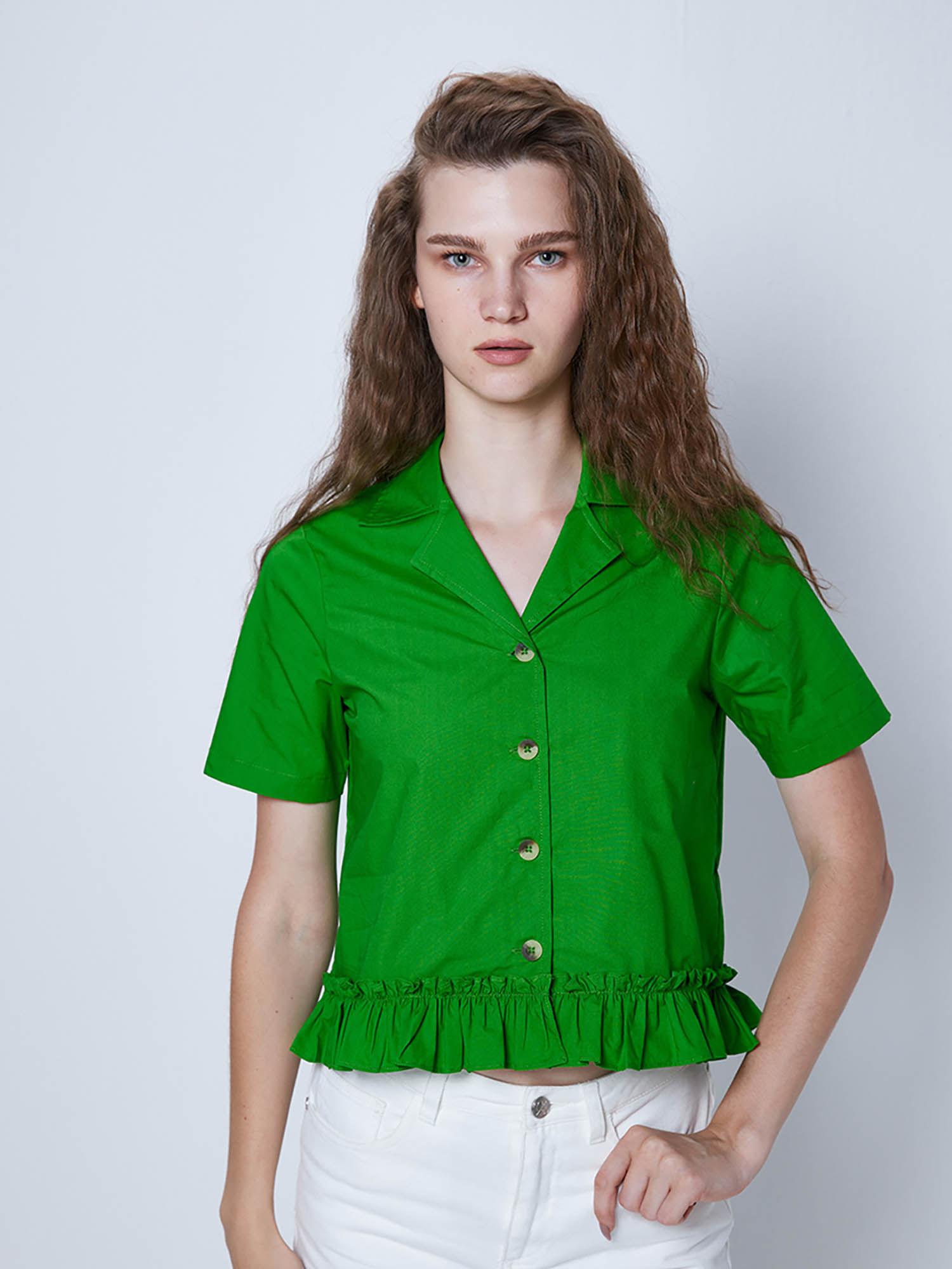 green solid short shirt