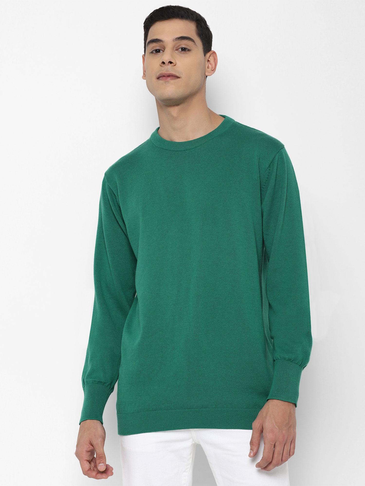 green solid sweater